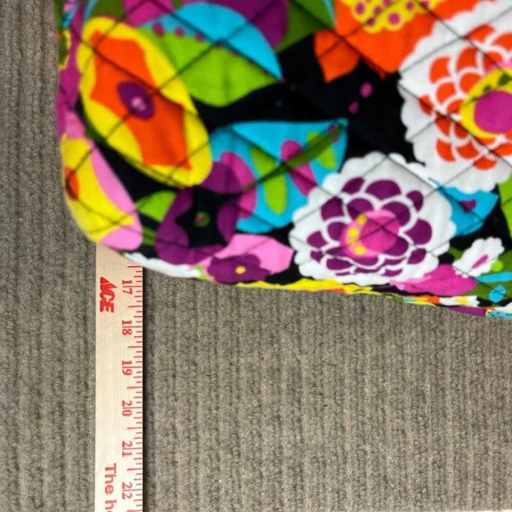 Vera Bradley Lilli Bell Floral Quilted Cotton Tote Bag Pink Purple Zipper Top